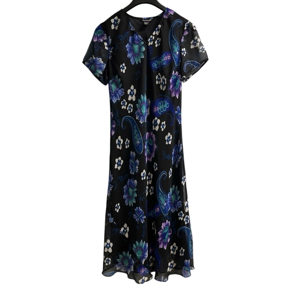 Vintage American Angel Dress Womens XL Dark Floral Chiffon Layered Max Fairy Y2K